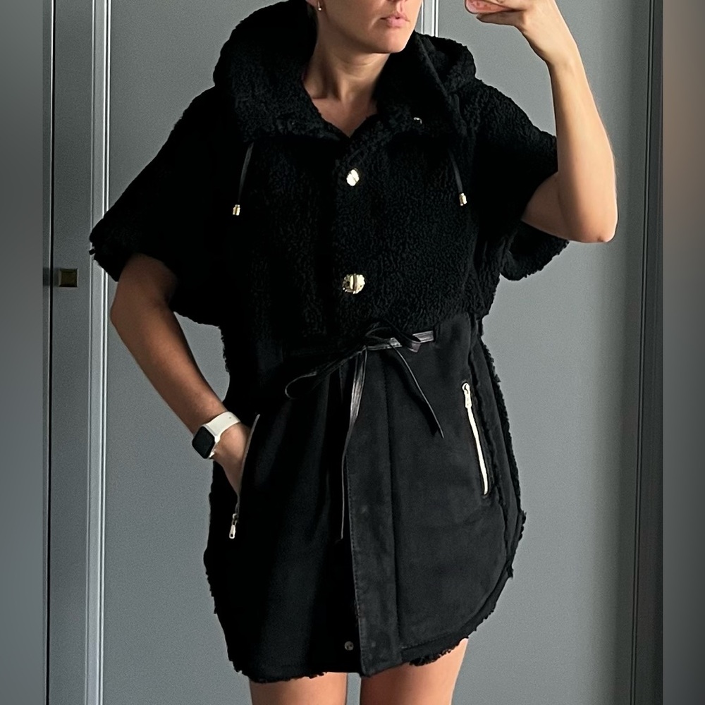 Sheepskin Belted Vest with Zipper Pockets